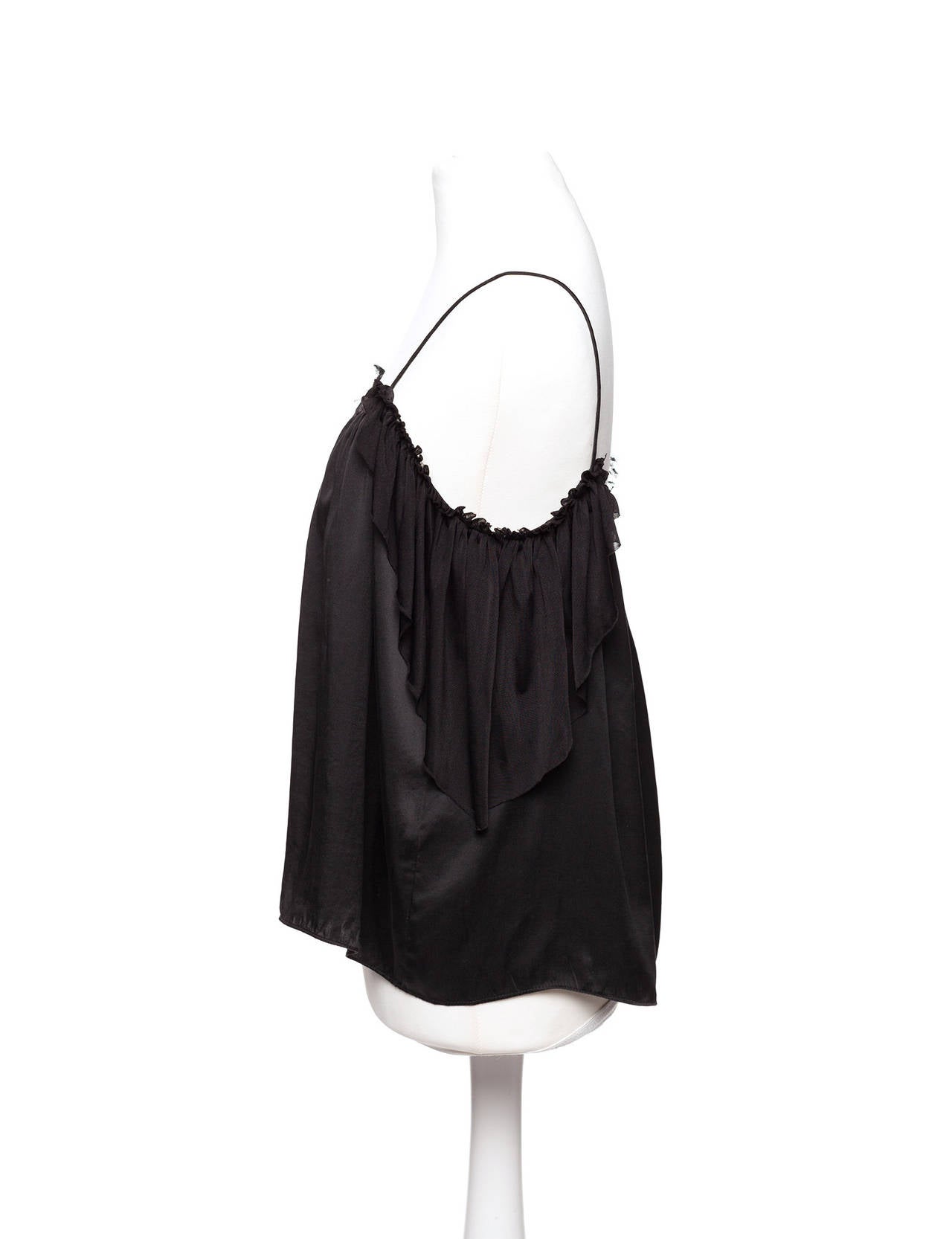 Balenciaga le Dix black silk camisole with lace flaps, Sz. S In Good Condition In Berlin, DE