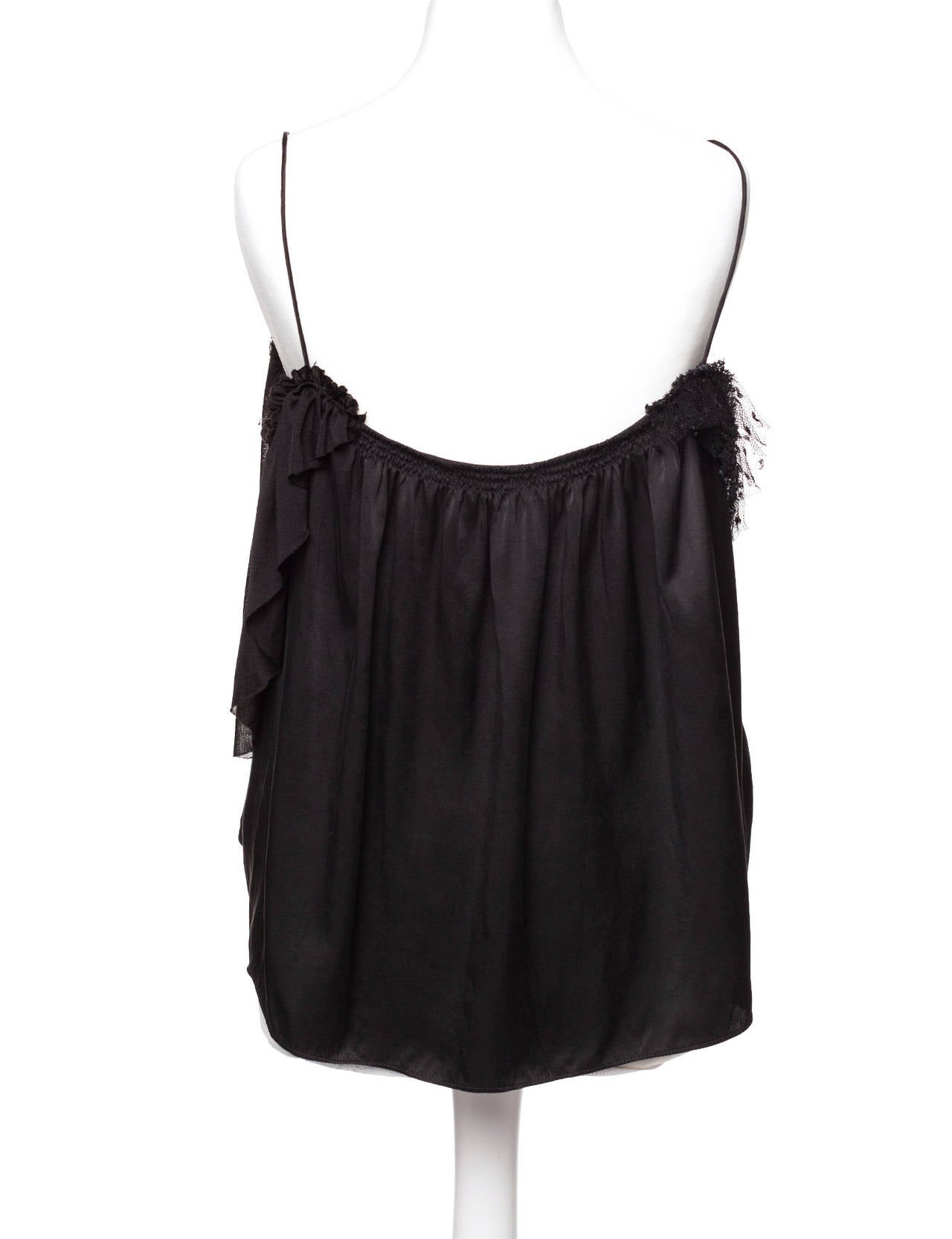 Women's Balenciaga le Dix black silk camisole with lace flaps, Sz. S