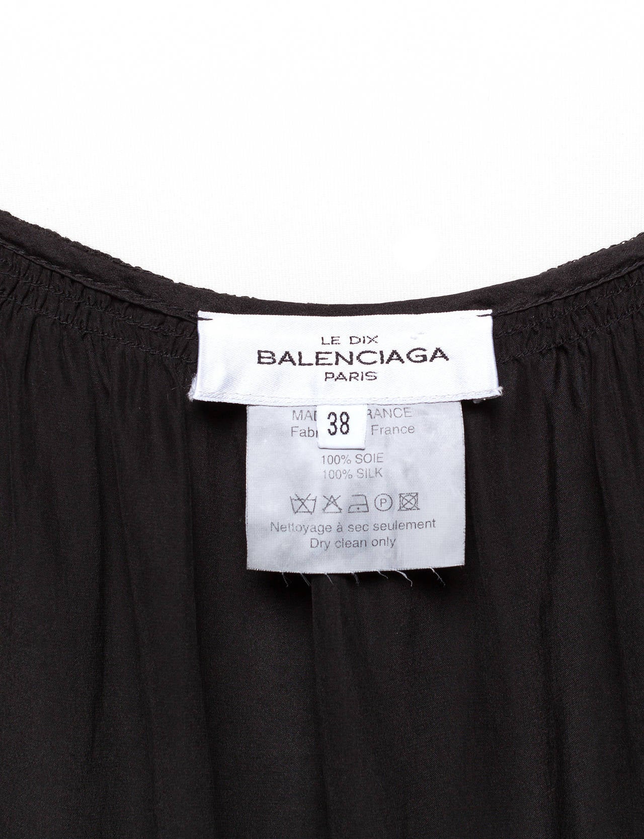 Balenciaga le Dix black silk camisole with lace flaps, Sz. S 4