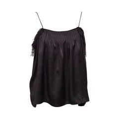 Vintage Balenciaga le Dix black silk camisole with lace flaps, Sz. S