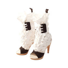 Vintage Vivienne Westwood White shredded hole high heels, Sz. 6.5