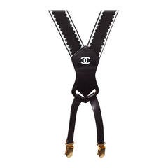 Chanel Vintage logo suspenders 1990's.