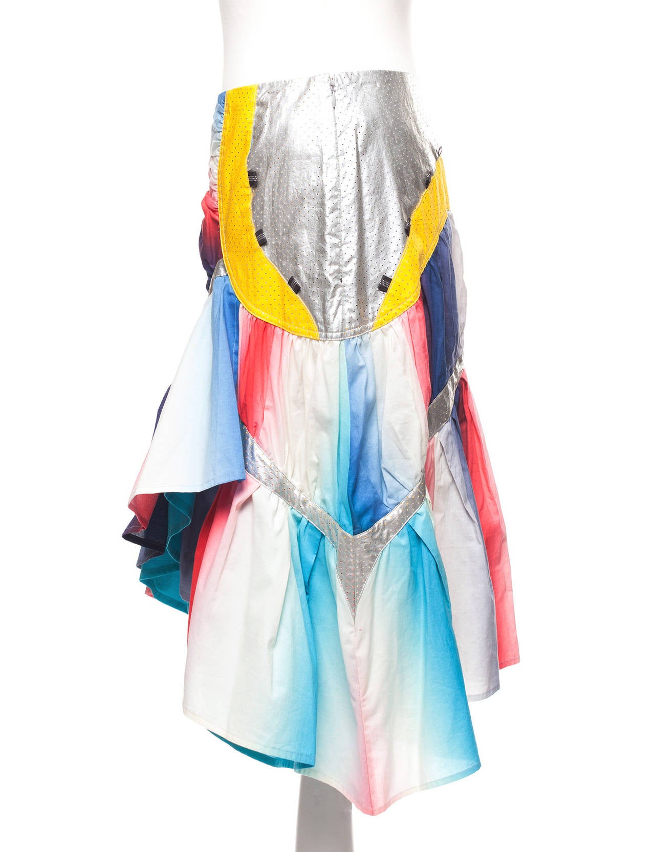 Beige Issey Miyake 90's irregular Multi Fabrics skirt, Sz.10 For Sale
