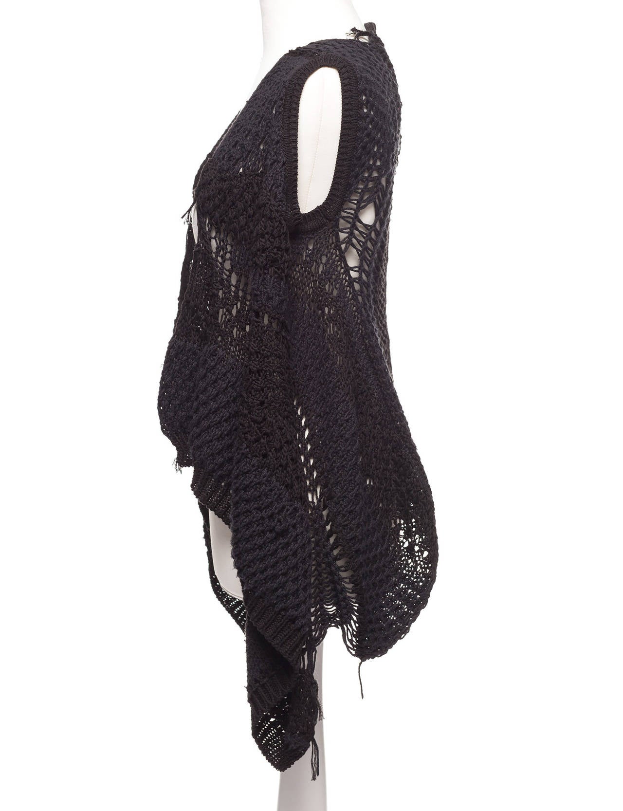 Women's Rick Owens Island SS13 crochet vest with asymmetric details, Sz. S
