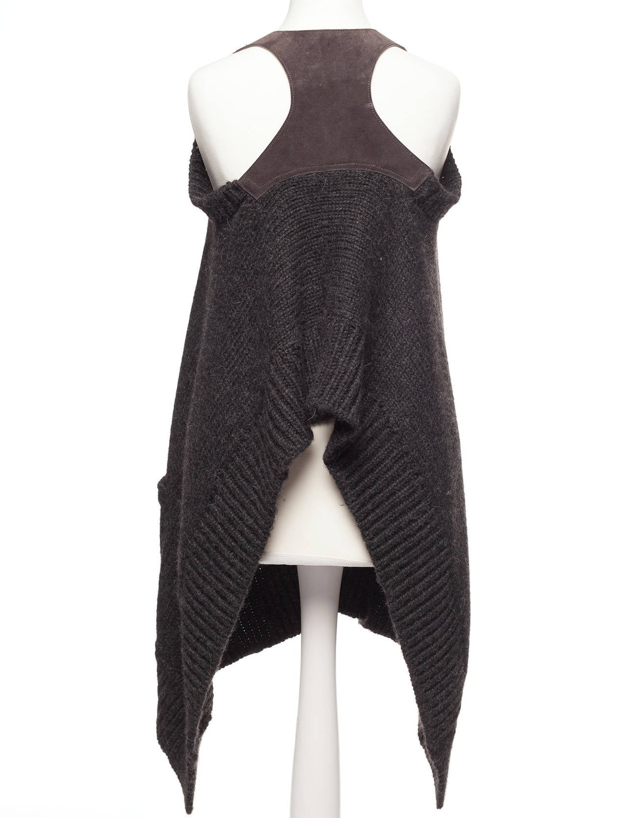 Women's Kaufmanfranco alpaca knitted vest with leather back detail, Sz. S