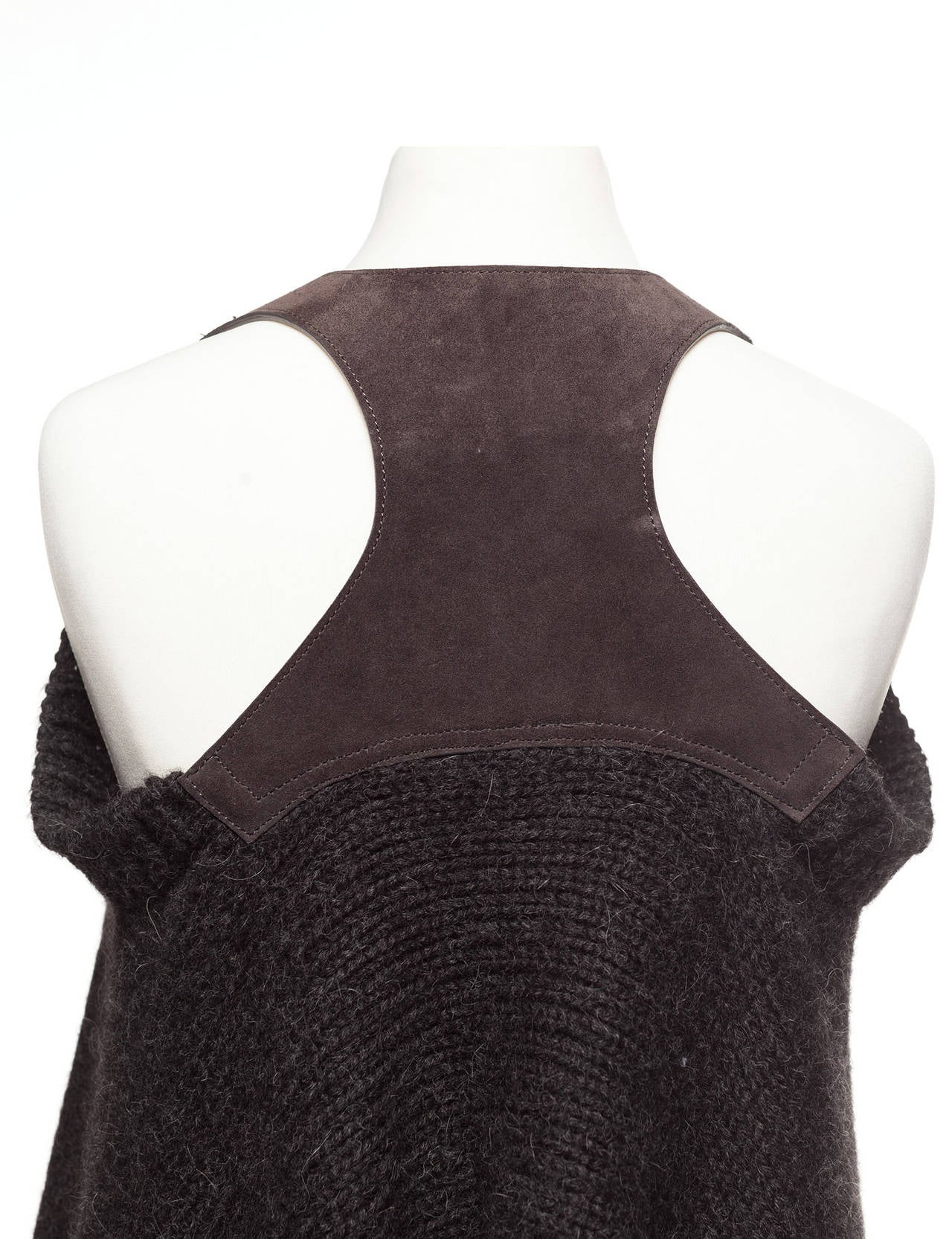 Kaufmanfranco alpaca knitted vest with leather back detail, Sz. S 1