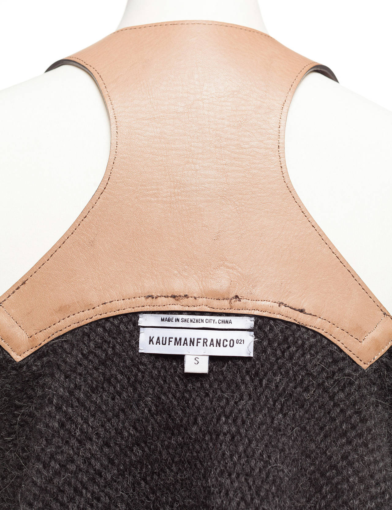 Kaufmanfranco alpaca knitted vest with leather back detail, Sz. S 5