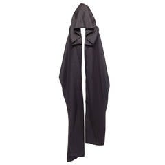 Ann Demeulemeester black cape with oversized hood from early 2000's, Sz.10
