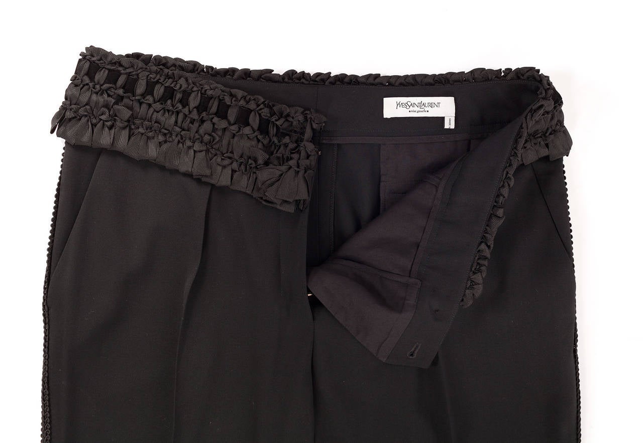 Yves Saint Laurent by Stefano Pilati wool pant with ruffle details SS06, Sz 12 2