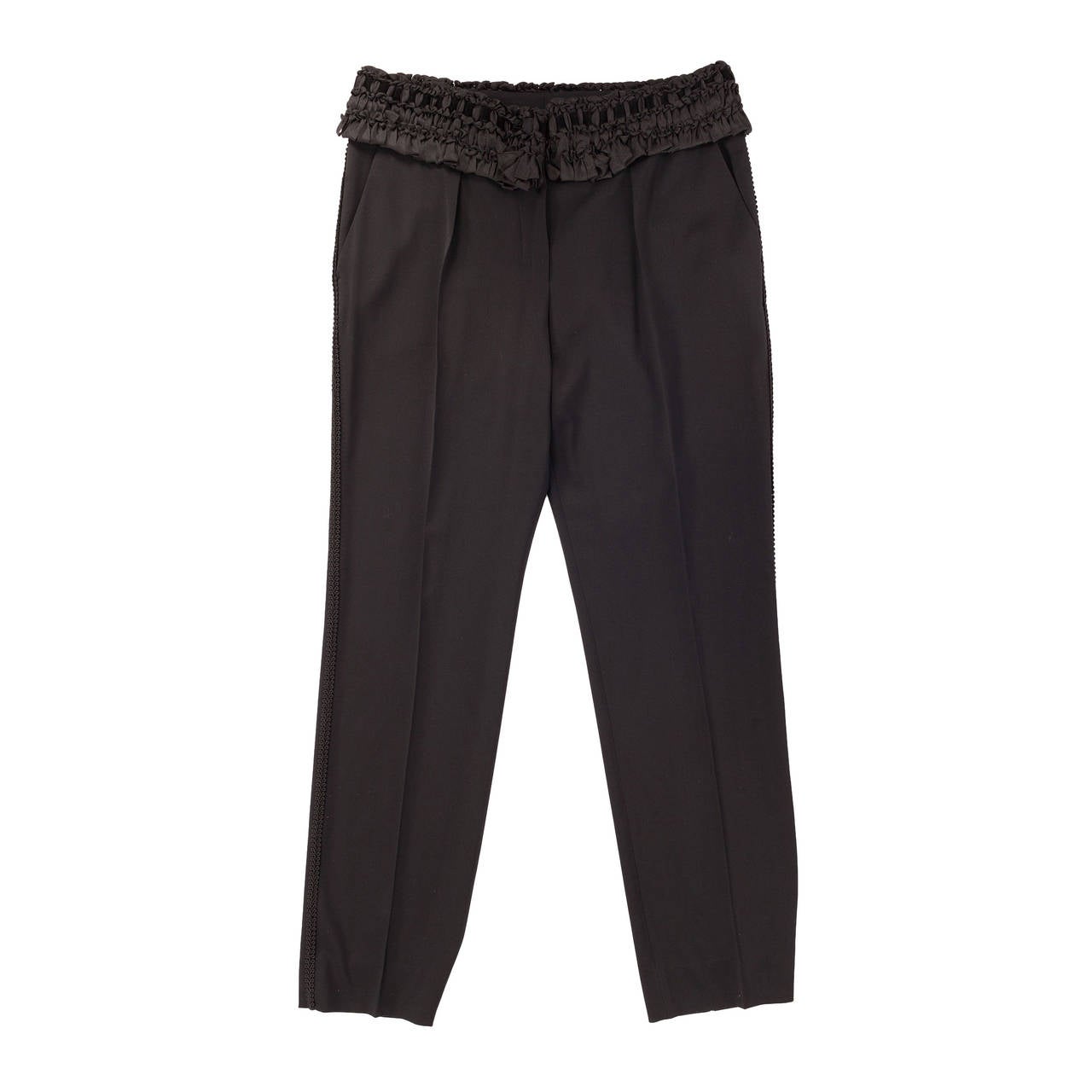 Yves Saint Laurent by Stefano Pilati wool pant with ruffle details SS06, Sz 12