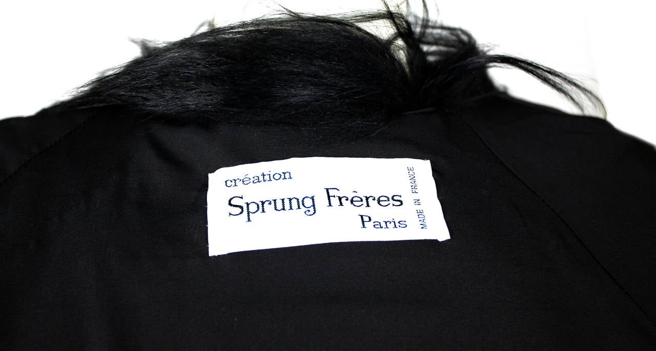 Vintage Creation Sprung Freres Paris Black Goat Fur Jacket 1