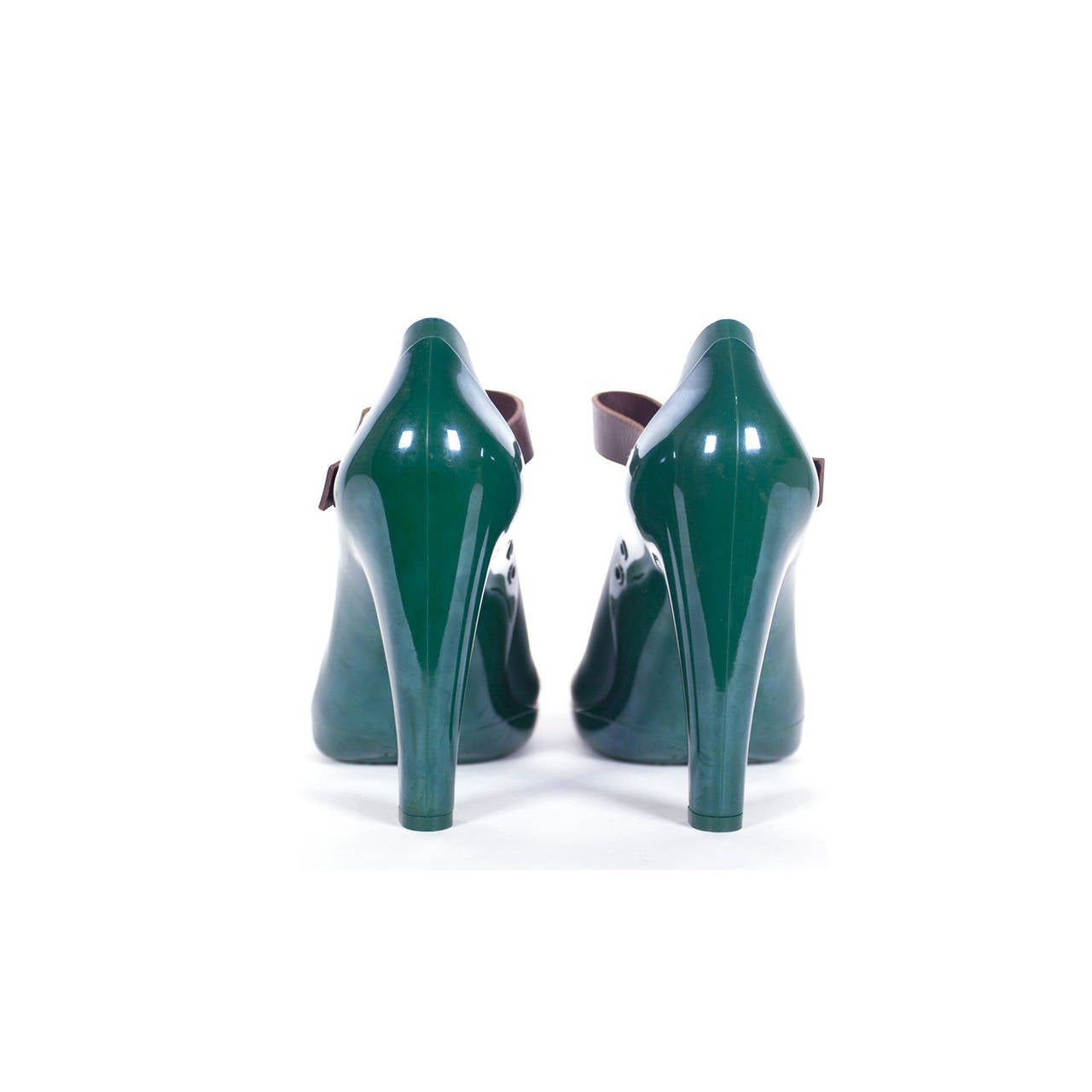 Marni forest green maryjane rubber high heels 1