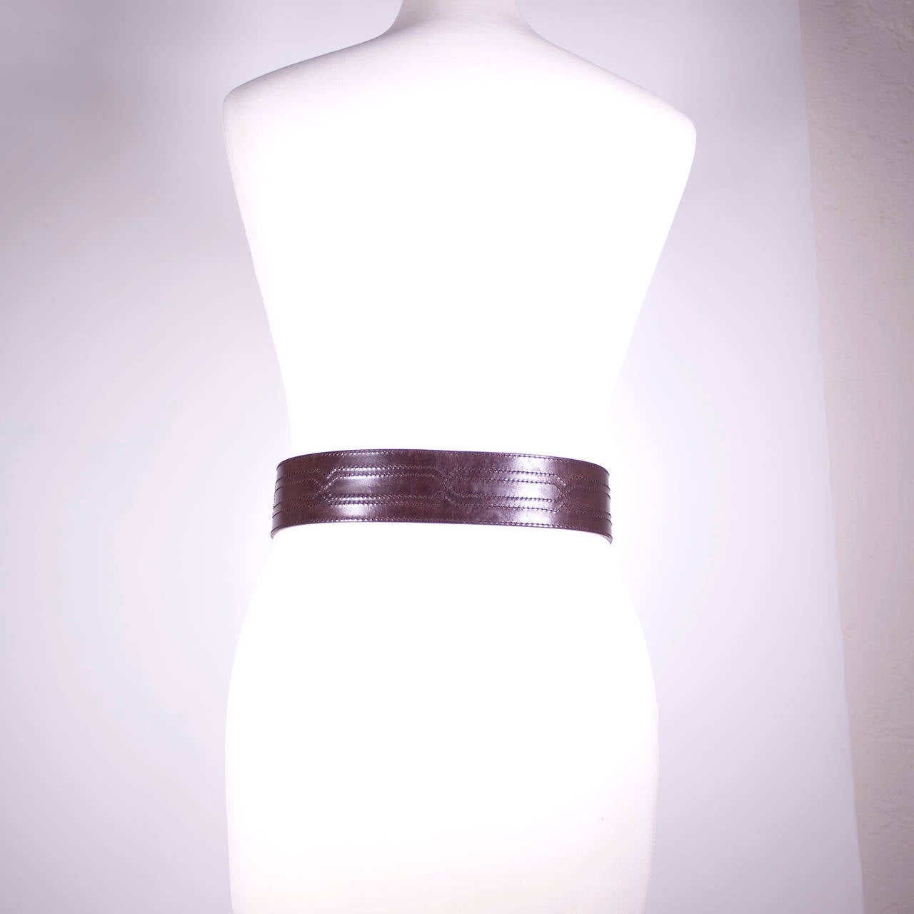 Azzedine Alaia Paris detailed topstitched leather belt 1