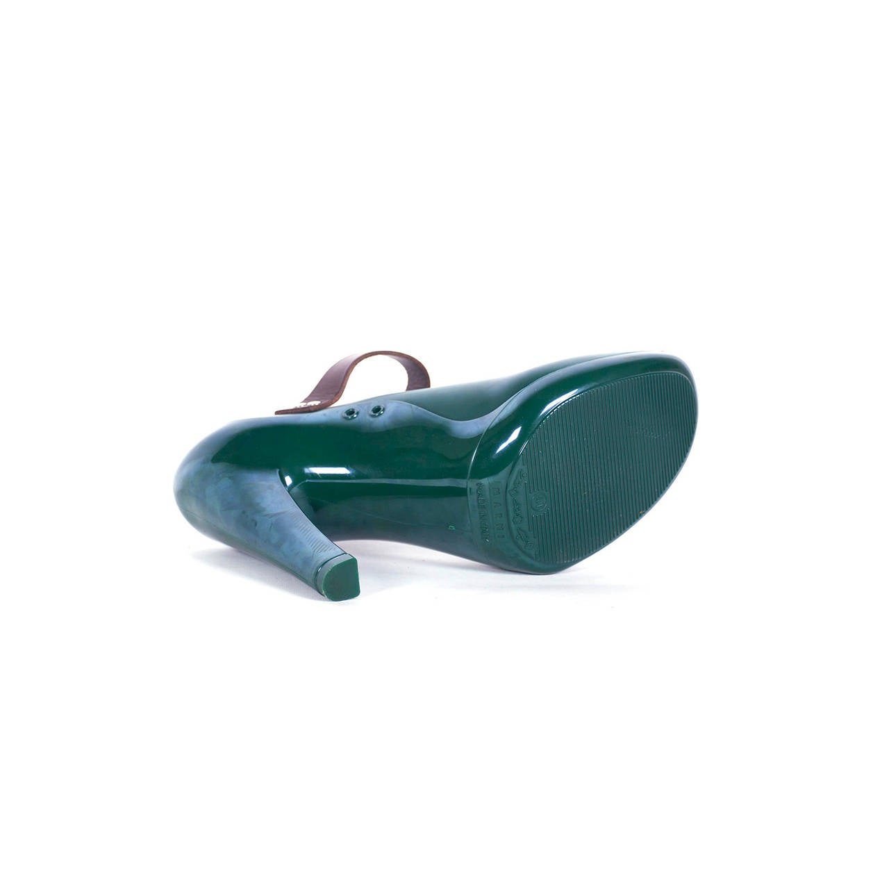 Marni forest green maryjane rubber high heels 2