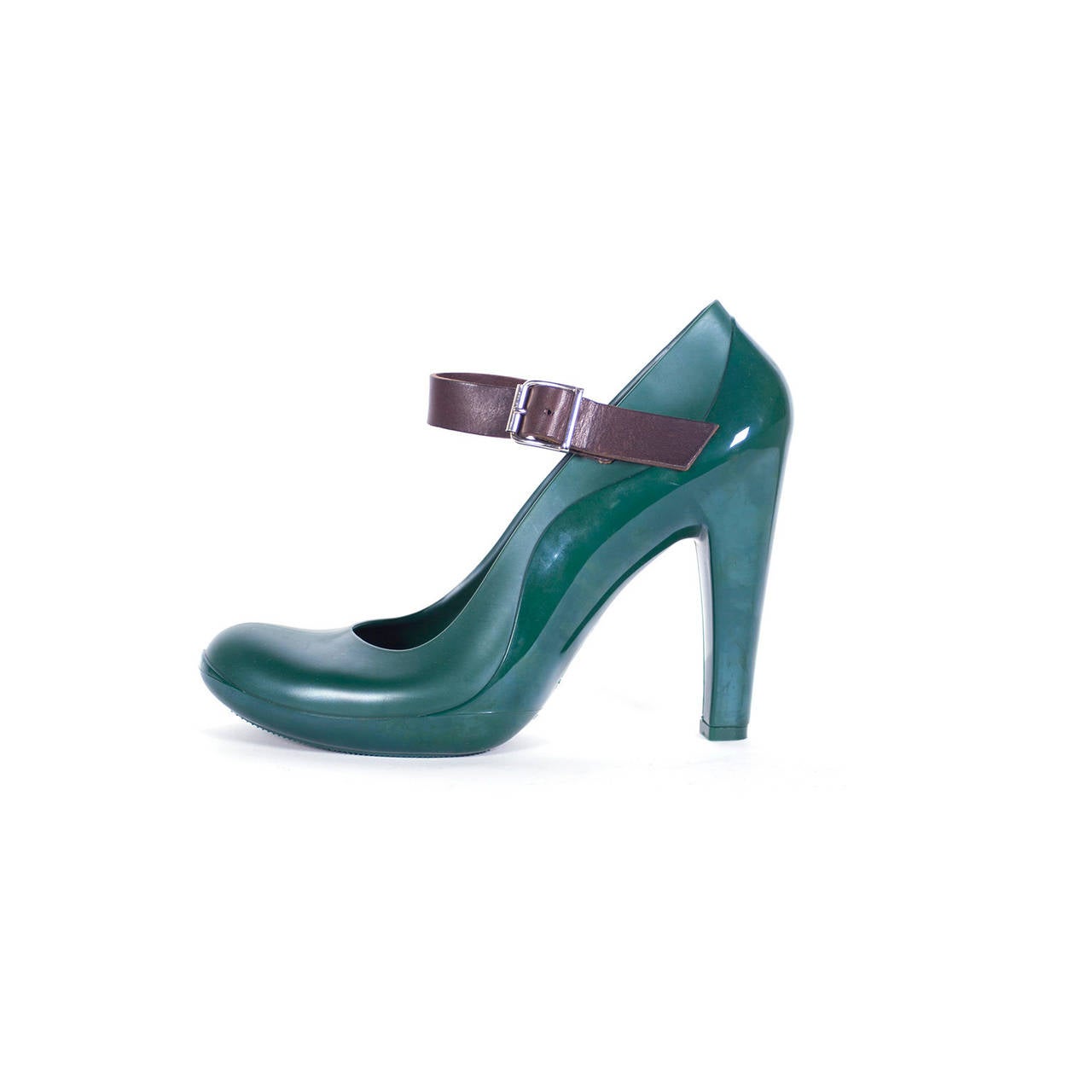 Women's Marni forest green maryjane rubber high heels