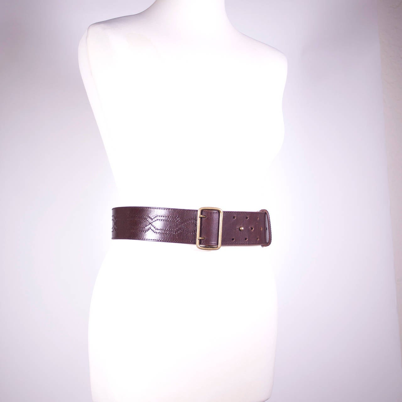 Azzedine Alaia Paris detailed topstitched leather belt In Excellent Condition In Berlin, DE