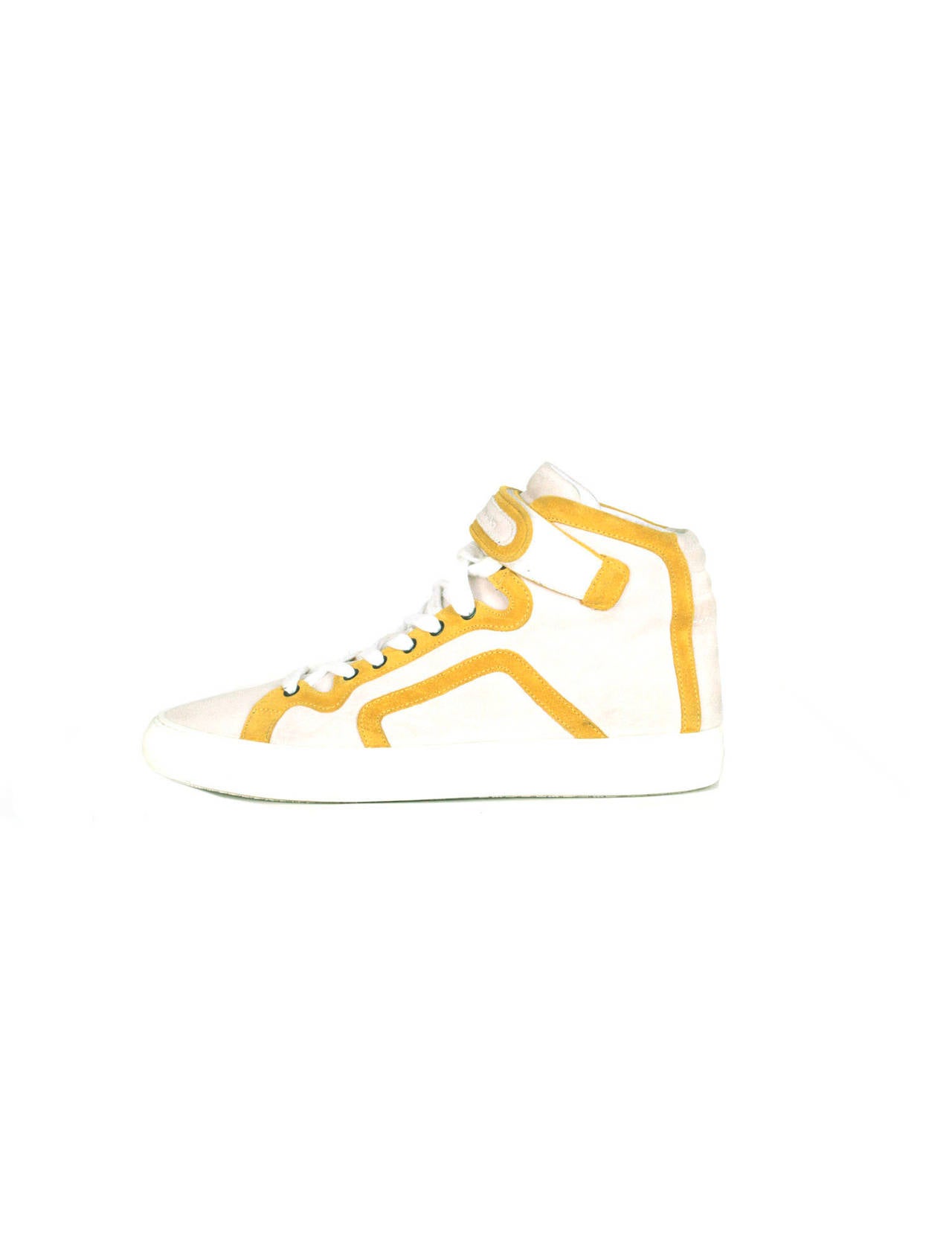 Women's Pierre Hardy Montantes high-top sneakers in color-blocked eggshell suede