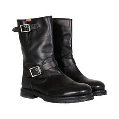 Jimmy Choo Mens Motor Cycle boots in black leather