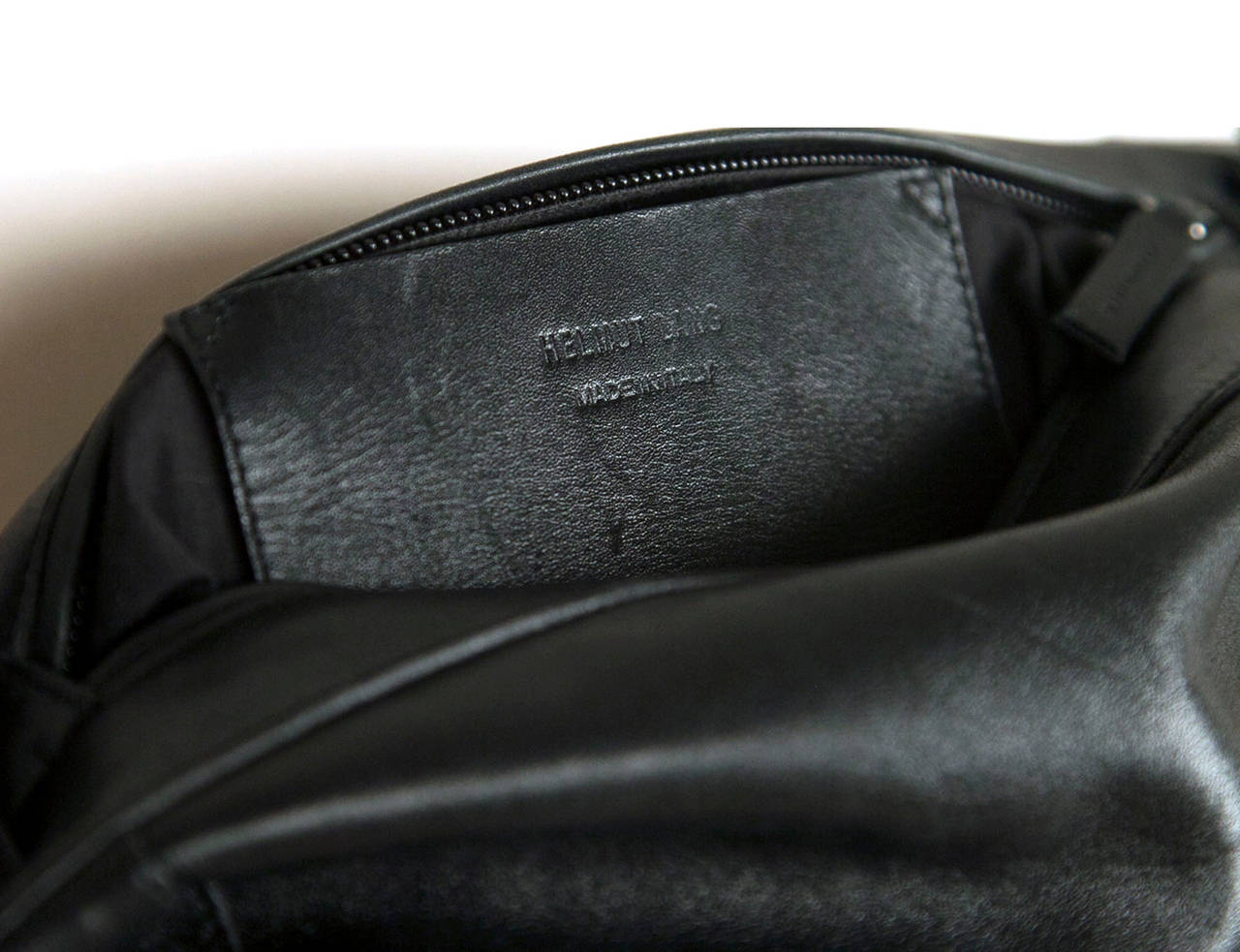 Women's or Men's Vintage 90's Helmut Lang football shaped bag in black leather