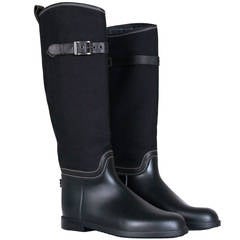 Chloe black rubber and canvas boots