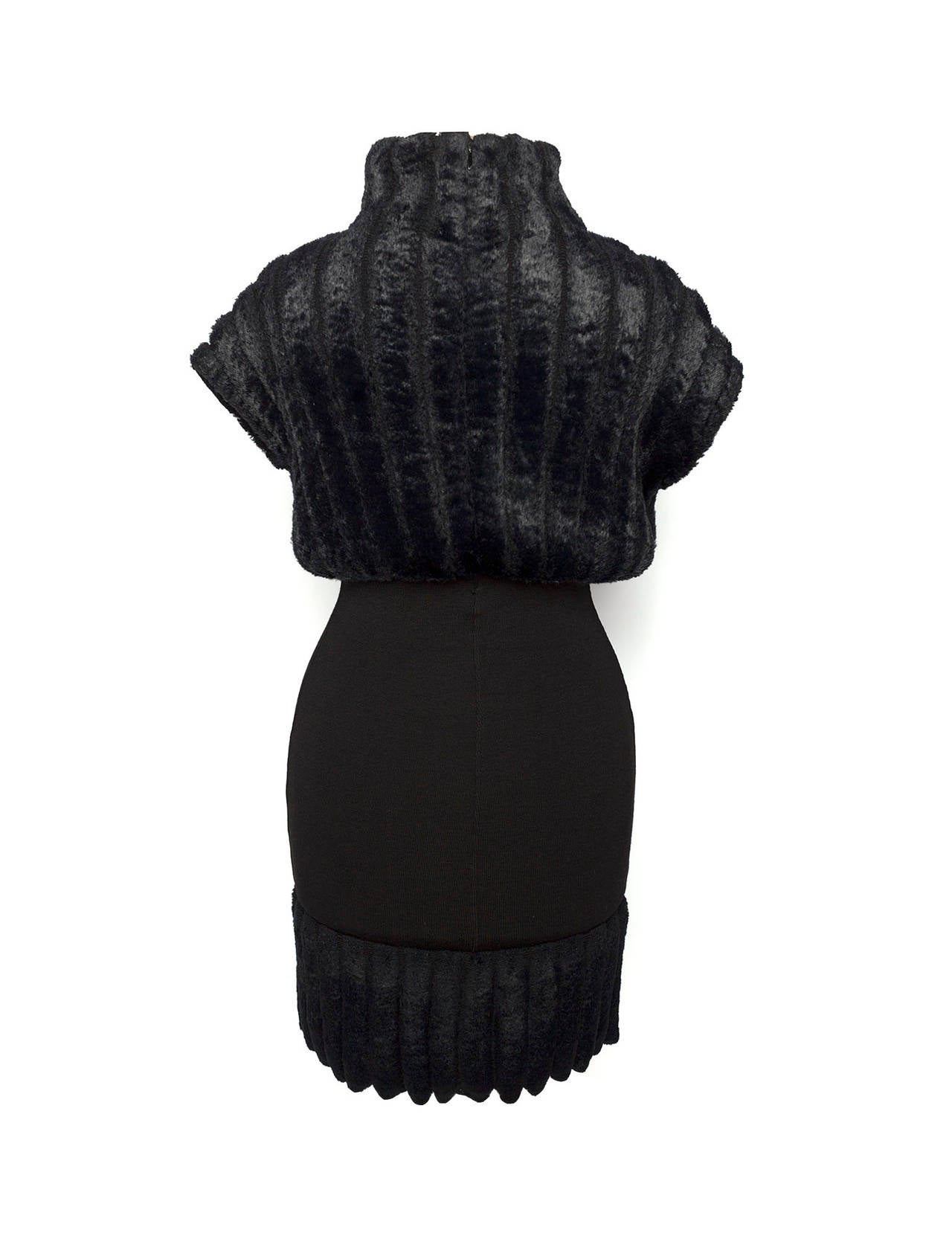 Women's Azzendine Alaia Paris Black Chenille bodycon knit dress 1990's