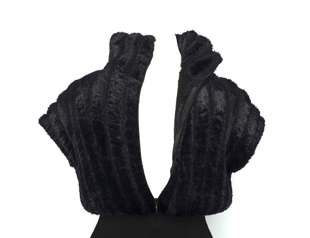 Azzendine Alaia Paris Black Chenille bodycon knit dress 1990's 2