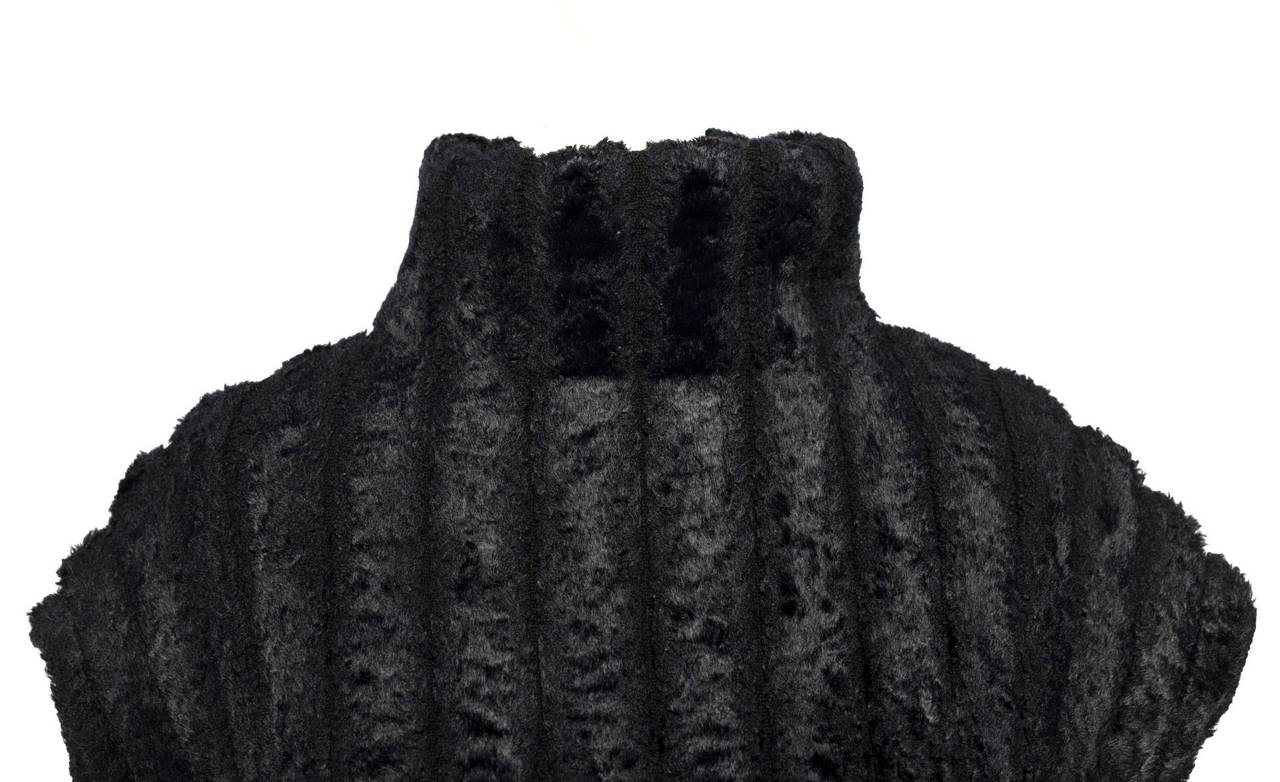Azzendine Alaia Paris Black Chenille bodycon knit dress 1990's 4