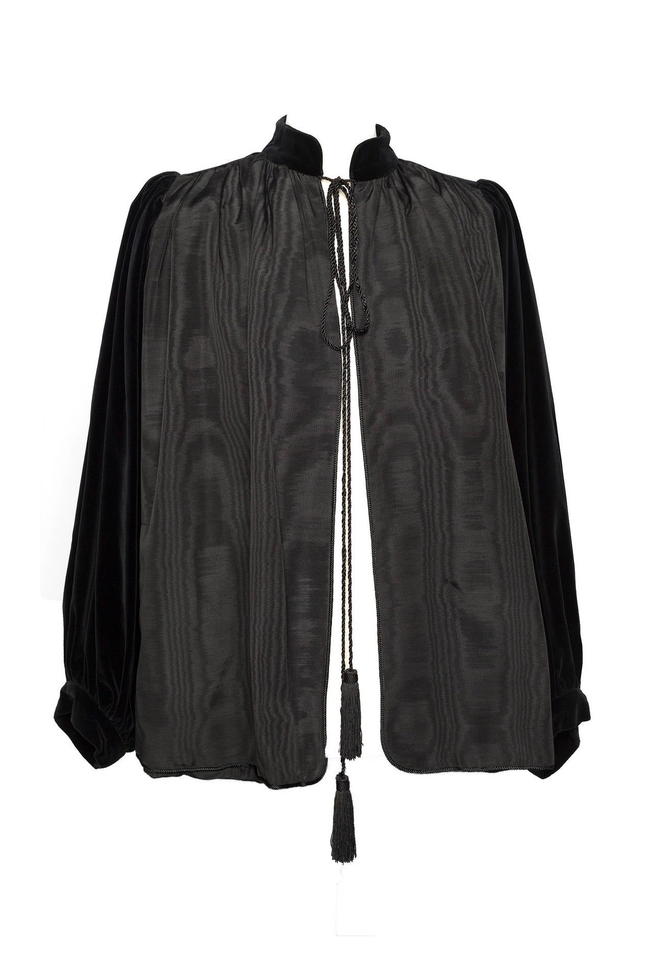 70's Saint Laurent Velvet Moire Swing Jacket from Ballet Russe Collection In Excellent Condition In Berlin, DE