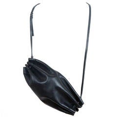 Retro 90's Helmut Lang football shaped bag in black leather