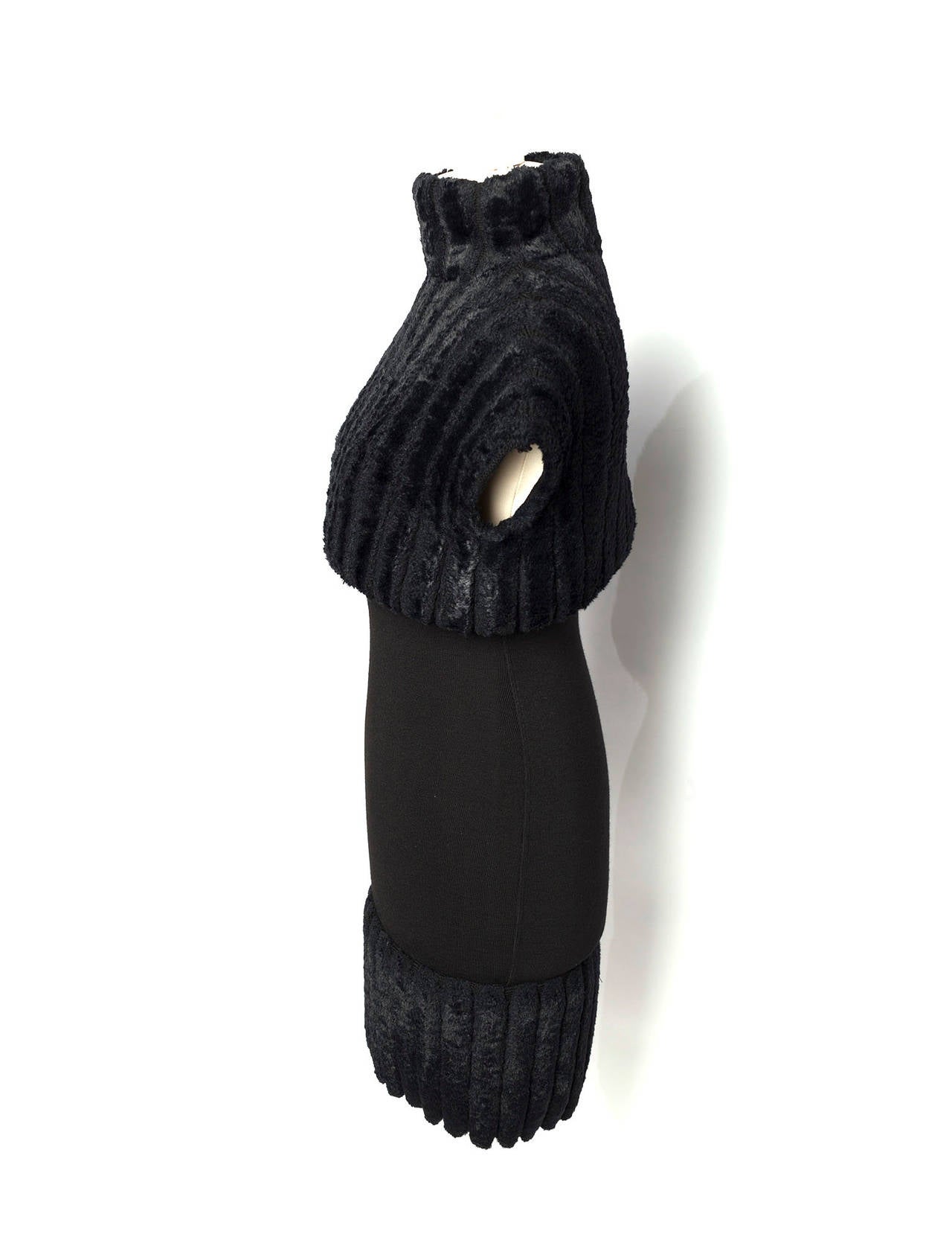 Azzendine Alaia Paris Black Chenille bodycon knit dress 1990's In Excellent Condition In Berlin, DE