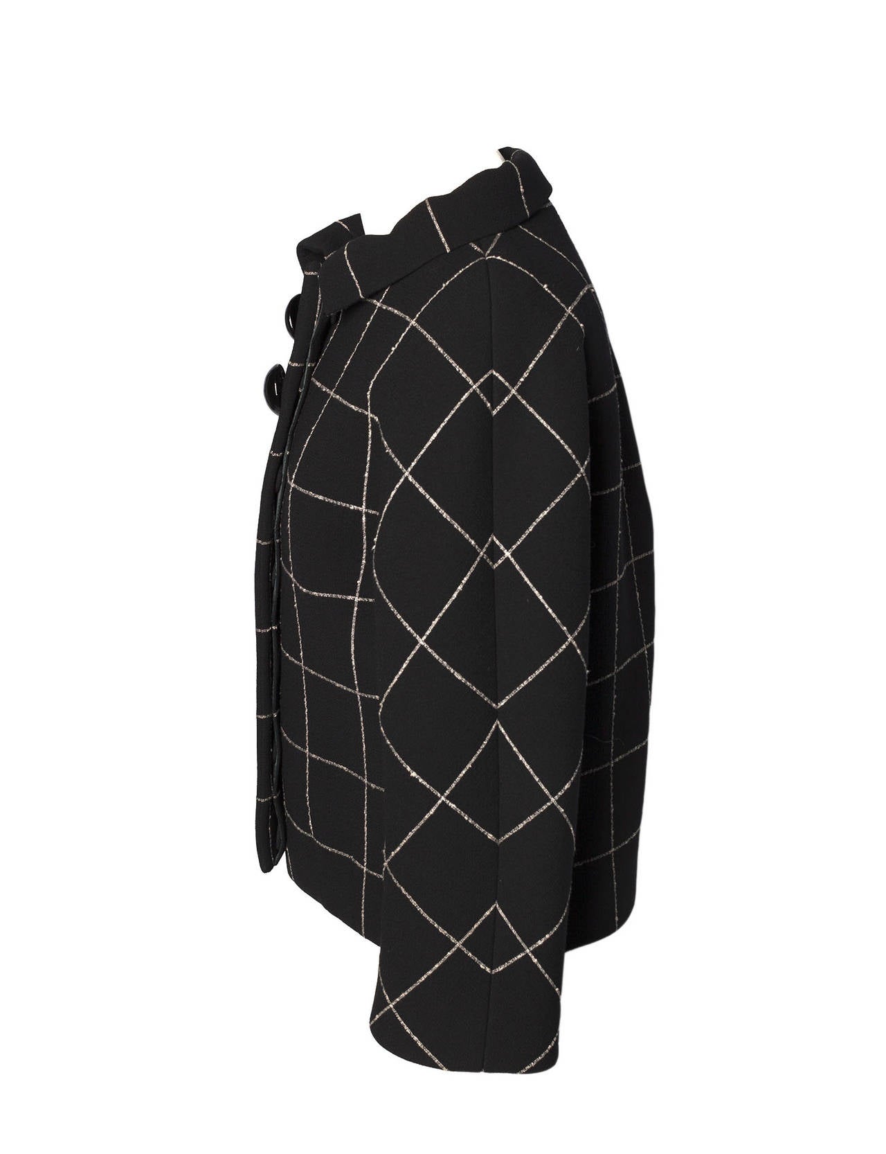 Black Balenciaga by Nicolas Ghesquiere Fall 06 Molded Check Tweed Jacket