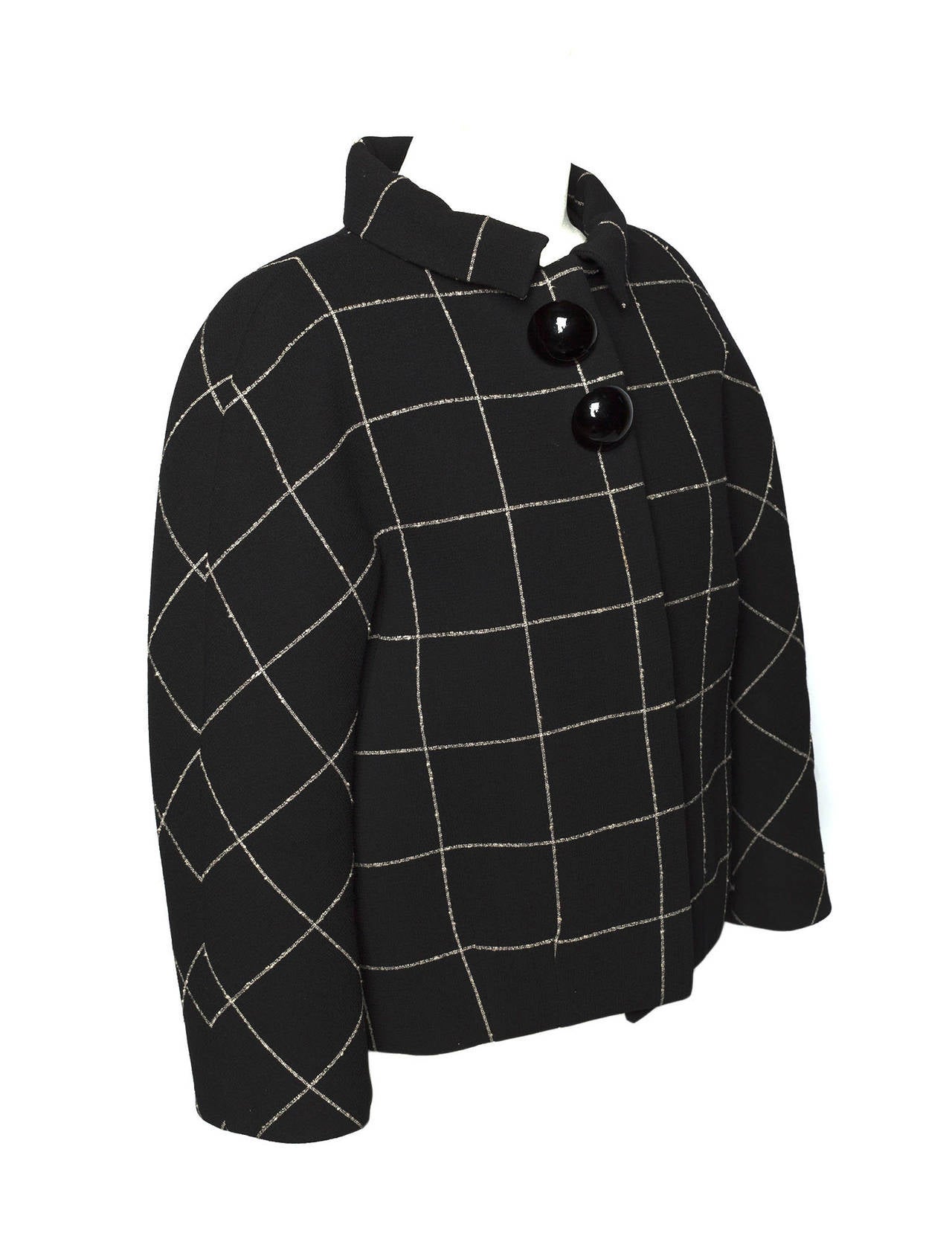 Balenciaga by Nicolas Ghesquière Fall 2006 Molded Check Tweed Jacket. Jacket is iconic couture shape with incredible details and finishes and is a must have for any collector of Vintage Balenciaga. Ghesquière's woman, in her amazing wardrobe of