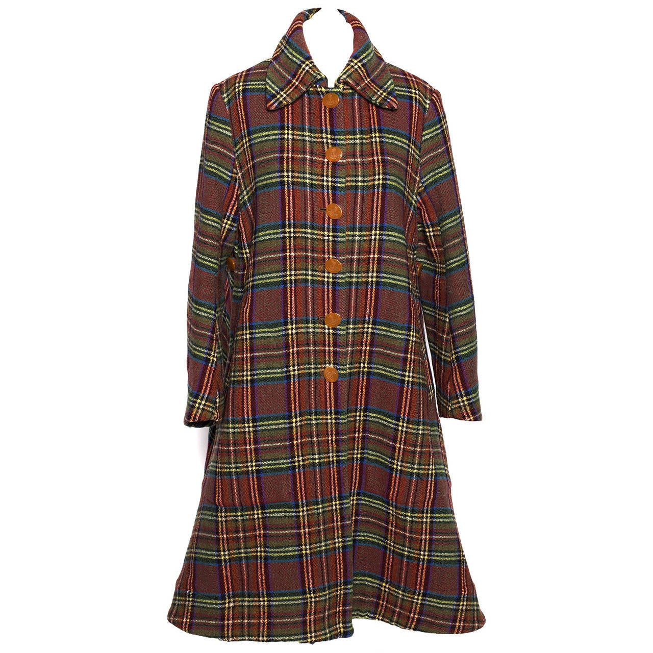 Vivienne Westwood 90
s Brown Multicolored trapeze coat