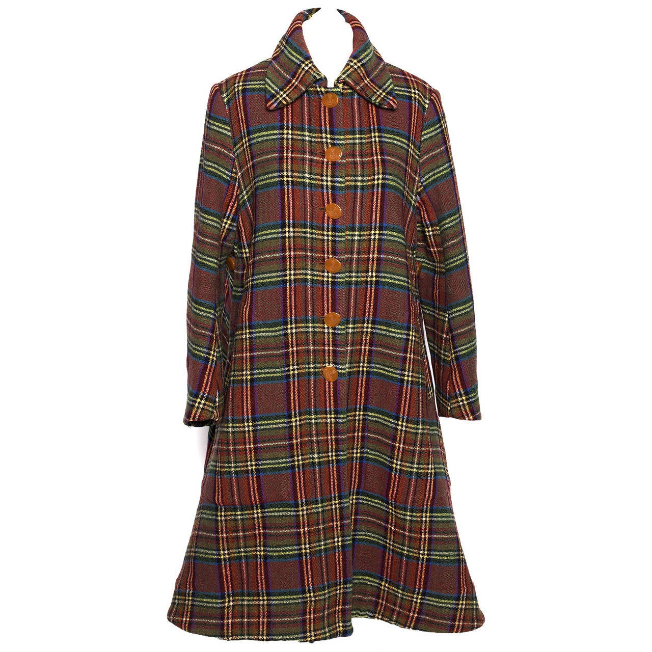 Vivienne Westwood 90's Brown Multicolored trapeze coat