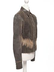 Ruffo Research Pleated front shirt in distressed leather, Sz S