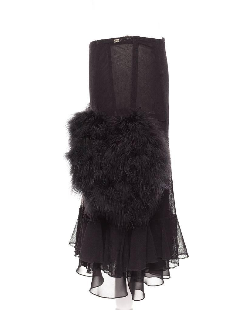 Sonia Rykiel Vintage mesh skirt with Marabou feathered pockets, Sz. M 1