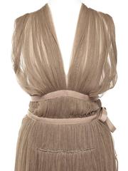 Lanvin by Alber Elbazs Fall 02 Olive mesh grecian style dress, Sz. S