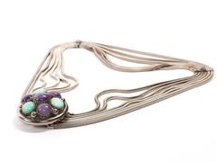 Vintage 60's liquid silver chain belt with glass stones