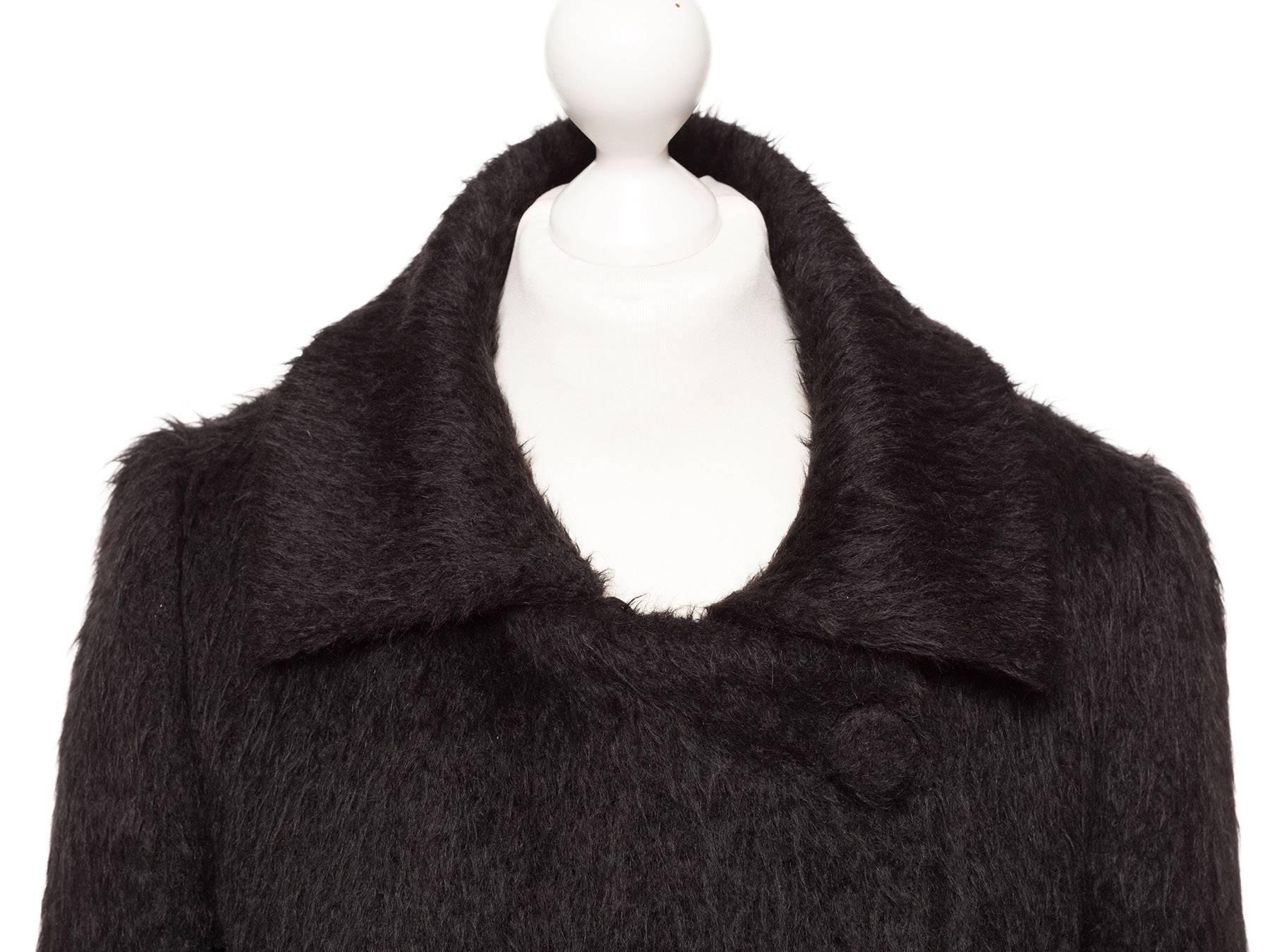 Chloe Black Alpaca coat. Not sure of date or which designer designed this coat for chloe. Feels like Paulo Melin Andersson brief tenure at this iconic house, this is an exquisite coat with detachable collar, slightly aline fit and super