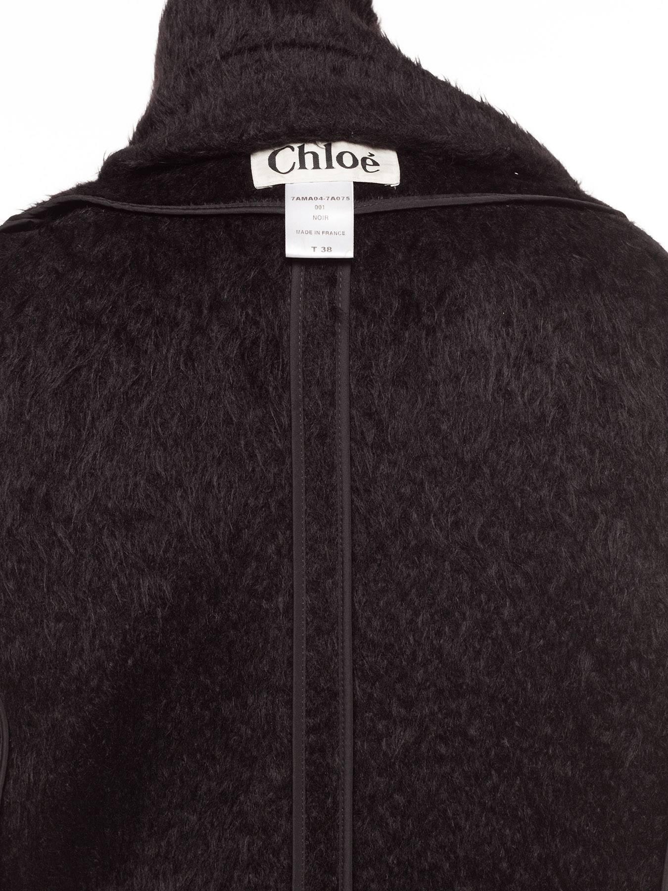 Chloe by Phoebe Philo black alpaca coat, Sz M 3