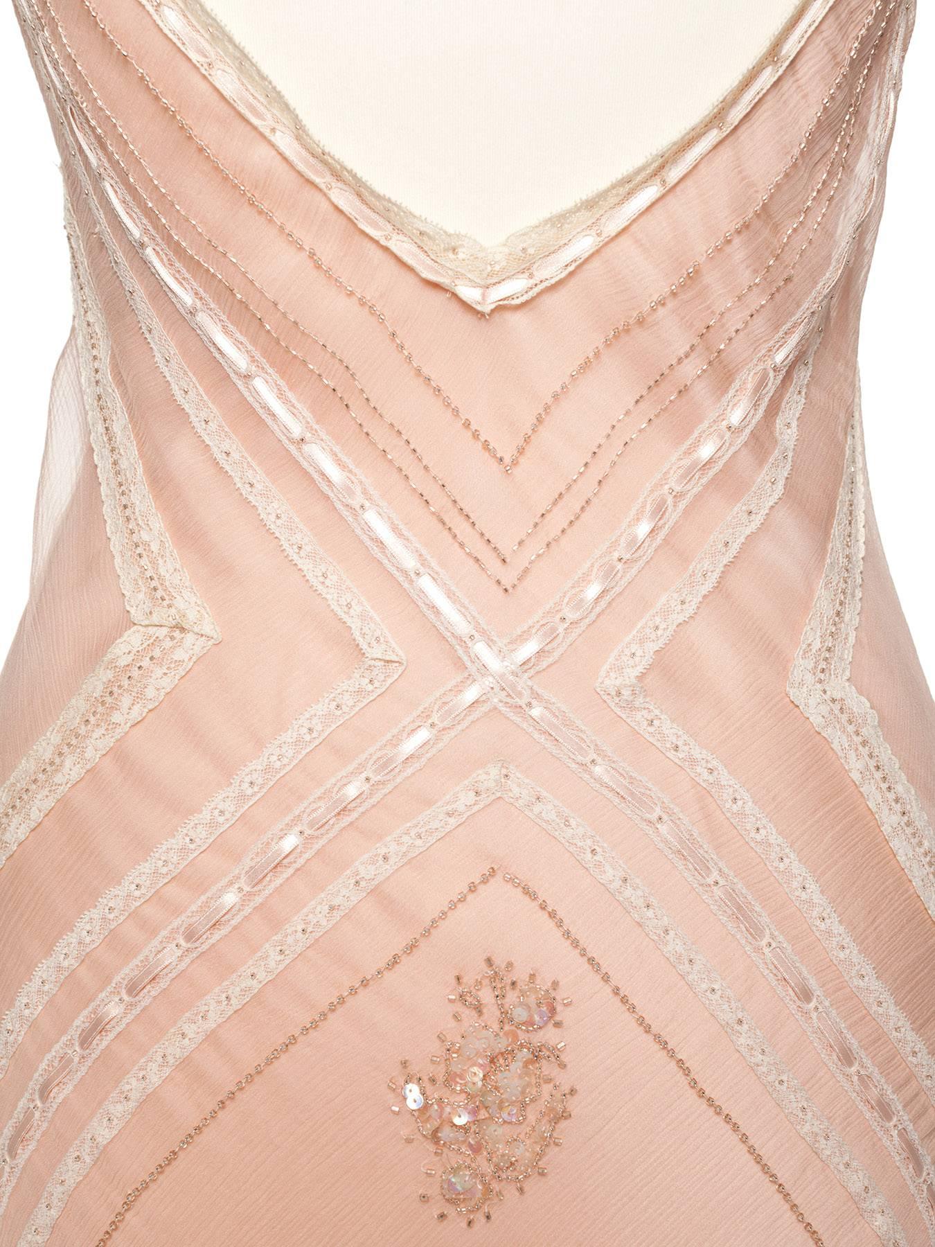 Jenny Packham vintage rosé silk evening gown,  Sz XS 1
