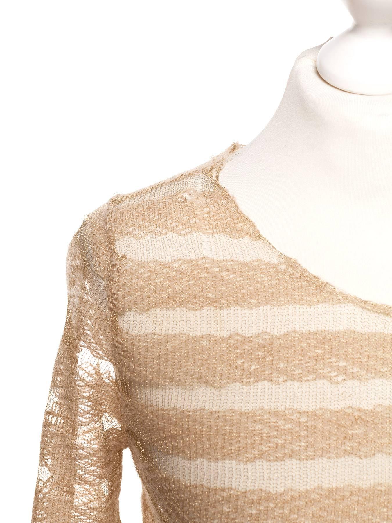 '97 Comme des Garcons vintage gold and sand striped pullover, Sz M In New Condition In Berlin, DE
