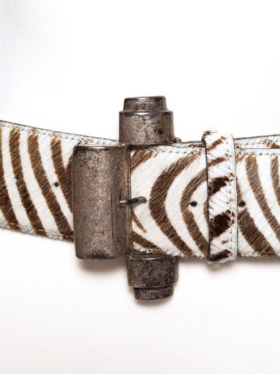 Vintage 90s Rifat Ozbek Vintage Belt in zebra print on pony  display picture 2