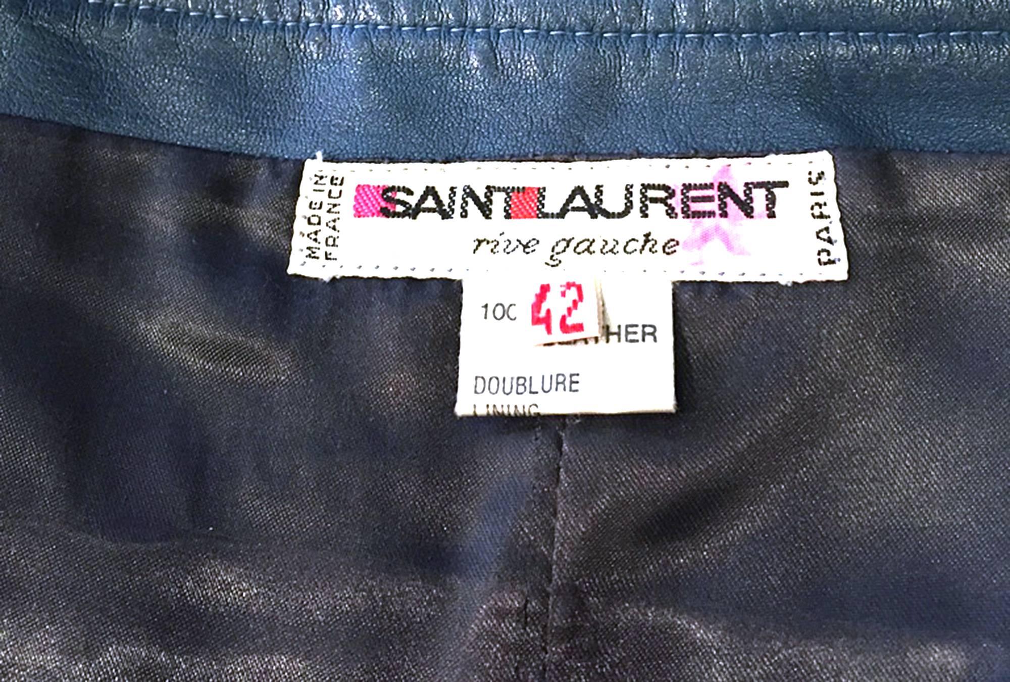 70's Yves Saint Laurent leather two tone skirt, Sz. S 1