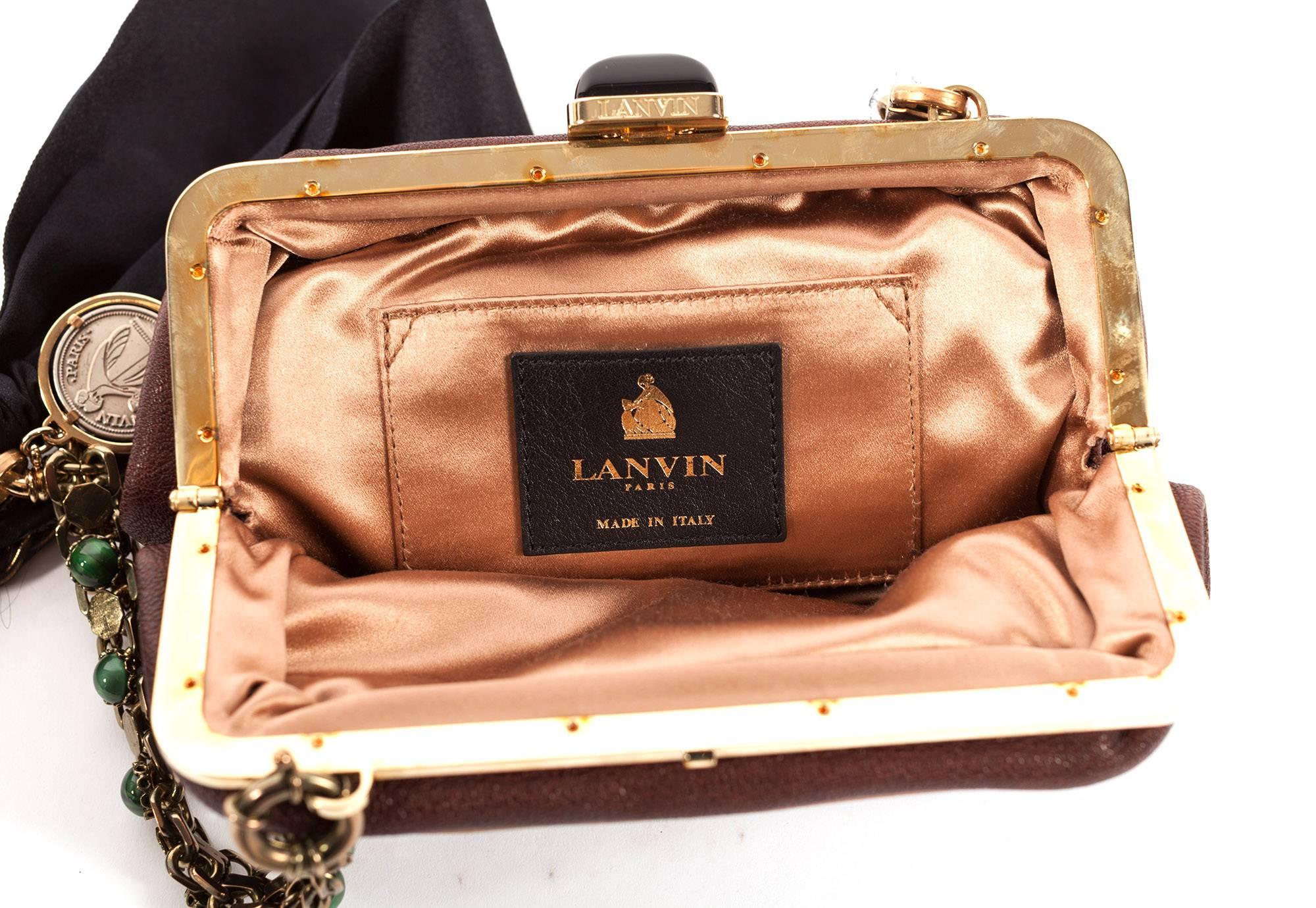 Lanvin by Alber Elbazs small Leather Purse with gold chain and large bow 2