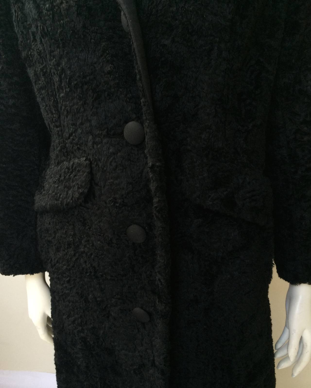 Bonwit Teller 60s pile fabric long coat. For Sale at 1stdibs
