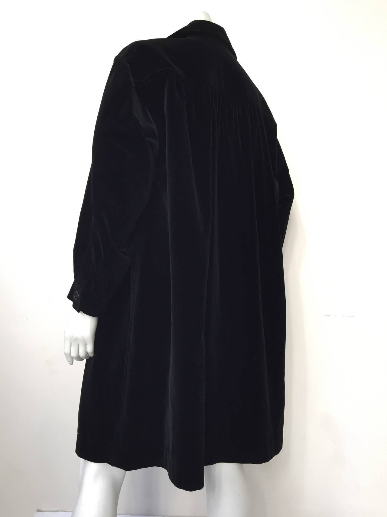 Women's Saint Laurent Rive Gauche 70s black velvet coat.
