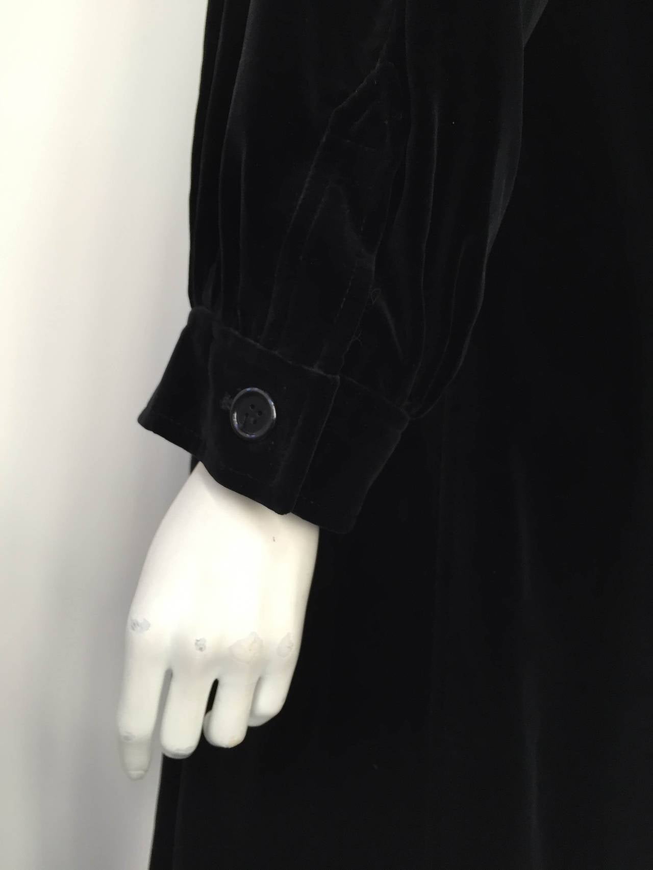 Saint Laurent Rive Gauche 70s black velvet coat. 1