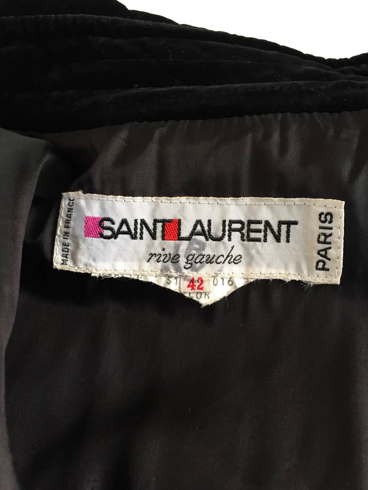 Saint Laurent Rive Gauche 70s black velvet coat. 4