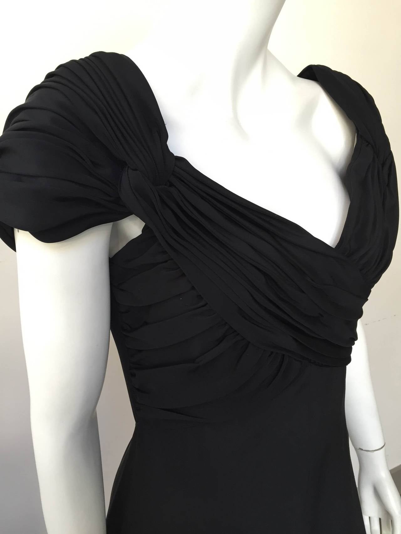 Scaasi 80s black silk dress never worn size 6. In Good Condition In Atlanta, GA